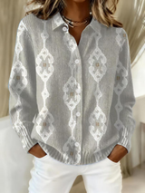 Renee™ – Elegante Strickbluse mit Rautenmuster, weichem Hoodie-Material – Hellfarbig