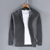 Herren Strickjacke Mit Reißverschluss | Geripptes Design Für Alltag – Dunkelgrau