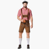 Besticktes Trachten Lederhosen Kostüm für Herren - Oktoberfest 2025 – Rosa