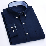 Edison - Premium-Langarmhemd mit Knopfleiste – Marineblau