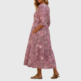 Harlow | Anmutiges V-Ausschnitt Eleganz Midi Kleid – Rosa