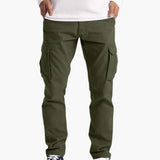 Herren Sommer Cargohose mit Taschen und verstellbarem Bund – Armeegrün