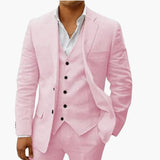 Herren Sommeranzug dreiteilig mit Weste Jacke und Hose – Rosa