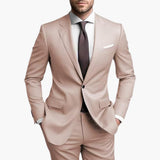 Herren Anzug Zweiteiler mit Reverskragen und schmaler Passform – Beige
