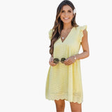 Sommerkleid Damen - Freizeitkleid mit praktischen Taschen – Gelb