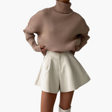 Falten Shorts mit weitem Schnitt - Damen Sommer Chic – CremeFarbe