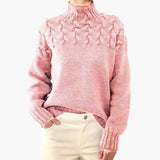 Rollkragen Strickpullover für Damen – Rosa