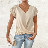Katharina | Elegantes Shirt mit V-Ausschnitt – Beige