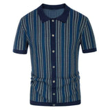 Atmungsaktive Herren Chevron Poloshirt mit Knopfleiste – Julian – Marine