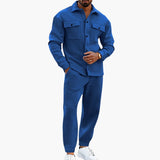 Zweiteiliges Herren Set mit Langarmhemd und Hose – Königsblau