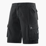 Herren Sommer Cargo-Shorts mit elastischem Bund und Taschen – Schwarz