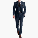 Herren dreiteiliger Anzug mit Weste für Herbst und Winter – Marineblau