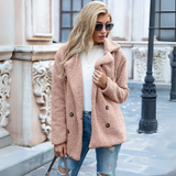 Teddy Damen Mantel Kurz | Elegant Lässig – Rosa