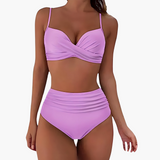 Bikini-Set für Damen - mit High Waist und verstellbaren Trägern – Hellviolett