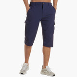 Herren Sommer Cargoshorts mit Stretchstoff und Reißverschlusstaschen – Dunkelblau