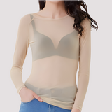 Sophia - Lässiges, durchsichtiges Langarm-Oberteil für Damen – Beige