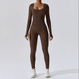 Lorien – Stylischer langärmliger Jumpsuit – Braun