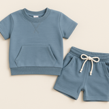 Snuglii - Weiches und bequemes Set für Kinderkleidung – Staubblau
