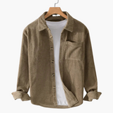 Cord-Overshirt für Herren - übergroße lange Ärmel und Knopfleiste – Khaki