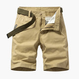 Herren-Cargo-Shorts aus Mischgewebe mit verstellbarem Gürtel und Taschen – Khaki