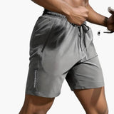 Herren-Trainingsshorts mit Reißverschlusstaschen und Kordelzug – Grau