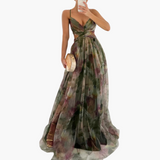 Elegantes Maxikleid für Damen mit - floralem Muster Glamourös – Grün