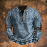 Jürgen  – Strickpullover mit Reißverschlussdetail – Blau