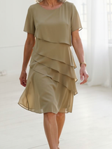 Juliette | Elegantes, fließendes Kleid mit Rüschen – Khaki