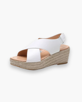 Damen Keil Sandalen | Kreuz Stile – Weiß