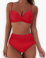 Damen Hochtailliertes Bikini Set | Stilvoll und Schmeichelhaft – Rot