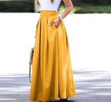 Sadira – Eleganter, Plissierter, Lockerer Rock – Gelb