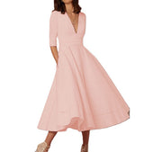 Erykah - Elegantes Retro-Kleid mit V-Ausschnitt – Rosa 2
