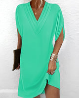 Xavia - Elegantes Kleid mit gerafftem V-Ausschnitt – Grün
