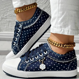 Lotte | Elegante Damen-Sneaker mit floralen Details – Dunkelblau | Geschlossen