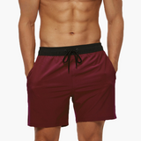 Schnelltrocknende Stretchshorts für Herren - Ideal für Sport & Freizeit – Dunkelrot schwarz