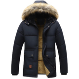 Winterjacke Herren Parka Warm | Abnehmbare Kapuze – Blau