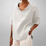 Alissa - Lässige, Locker Sitzende Bluse – Weiß