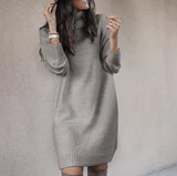 Damen Rollkragen Pulloverkleid | Langarm – Grau