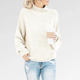 Damen Pullover | Strick klassisch mit Stehkragen – Beige