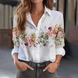 Freesia – Bluse mit Blumenmuster – Weiß