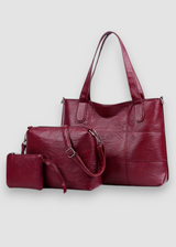 3-Teiliges Damen Taschenset aus Veganem Leder – Stilvoll & Alltagstauglich – Rot