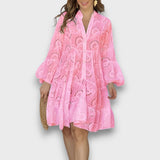 Merelina – Kleid mit Broderie und Volantärmeln – Rosa