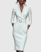 Meirav - Elegantes Midi Kleid – Weiß