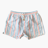 Gestreifte Herren-Badeshorts - mit Tunnelzug und Seitentaschen – Weiß