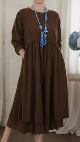 Loralya – Stilvolles, lässiges Maxikleid – Braun