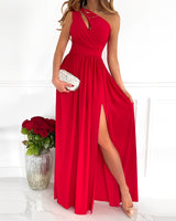 Jasmin - Stilvolles Maxikleid mit einem Träger für Damen – Rot