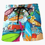 Bunte bedruckte Boardshorts für Männer - Sommerliche Strandmode – Hellblau