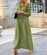 Leona - Damen Bequemes Maxikleid – Grün