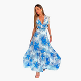 Modisches Spitzen Maxikleid - Damen Abendkleid elegant – Blau