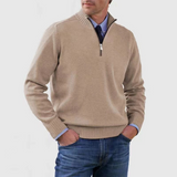 Pullover Herren Half Zip Modern | Warm Komfort Freizeit – Beige